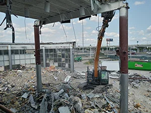 Pictured of a building being demoed