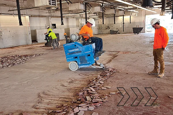 Picture of flooring being removed